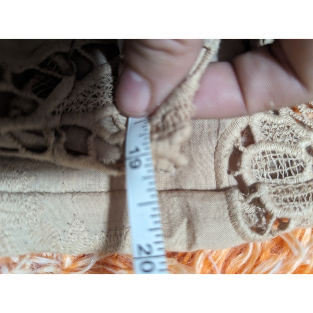 Anthropologie Nude Tan Lace Mini Dress Size L 100% Cotton Romantic Feminine $168 - Picture 11 of 11